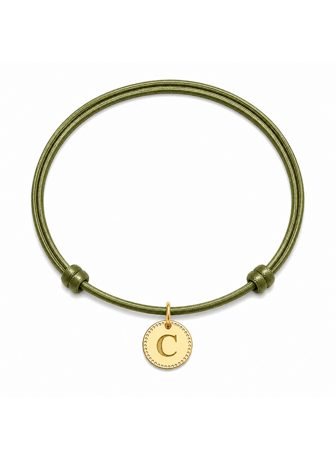 Identity Satijnkoord Ketting met Circle Perforated Mini bedel 14K Goud