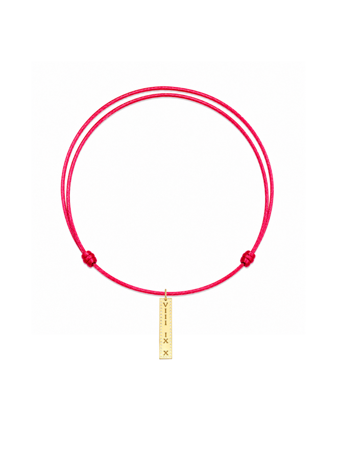 Identity Satijnkoord Ketting met Vertical Bar Perforated bedel 14K Goud