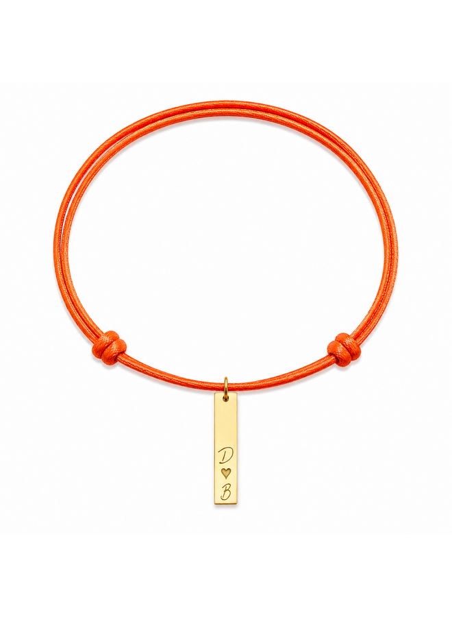 Identity Satijnkoord Ketting met Vertical Bar bedel 14K Goud
