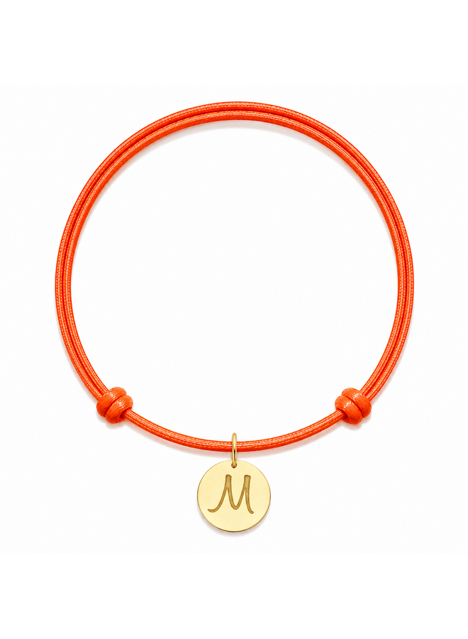 Identity Satijnkoord Ketting met Circle Maxi bedel 14K Goud