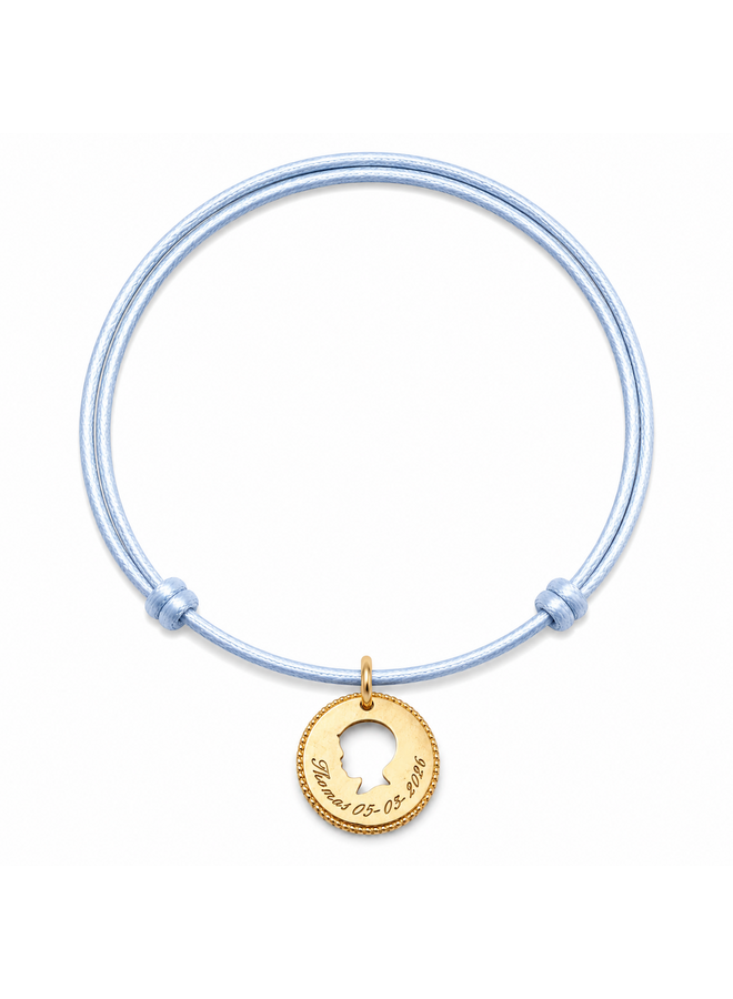 Family Satijnkoord Ketting met Vintage Coin Maxi bedel 14K Goud