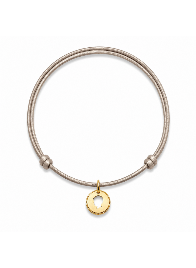 Family Satijnkoord Ketting met Vintage Coin Mini bedel 14K Goud