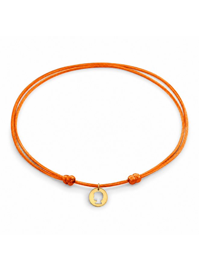 Family Satijnkoord Ketting met Coin Midi bedel 14K Goud