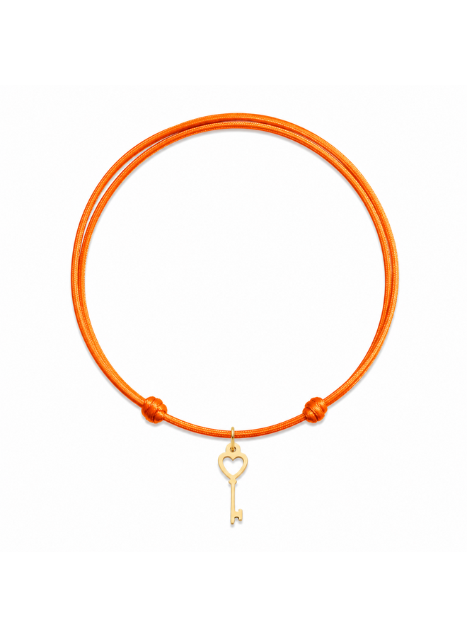 Charm Satijnkoord Ketting met open sleutel bedel 14K Goud