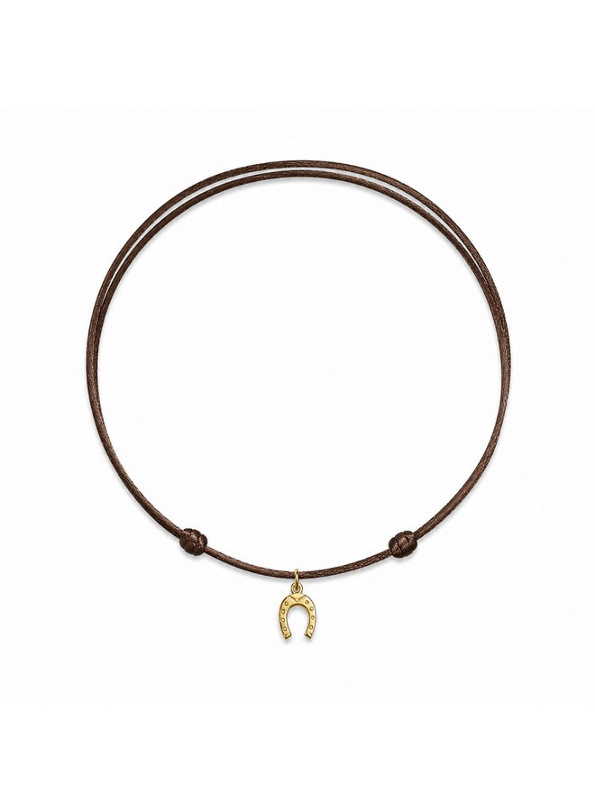 Charm Satijnkoord Ketting met Hoefijzer Bedel 14K Goud
