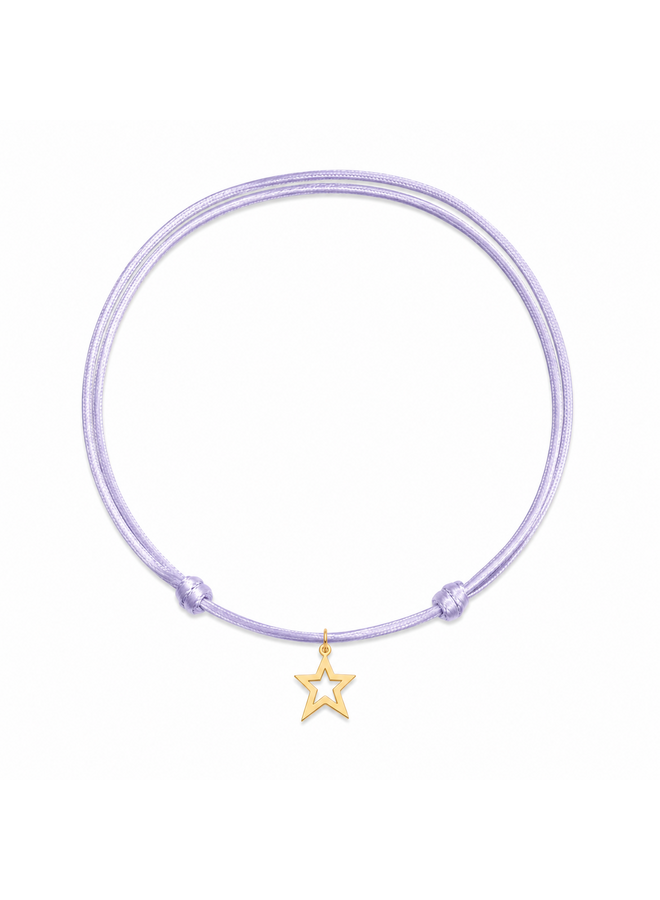 Charm Satijnkoord Ketting met open ster bedel 14K Goud