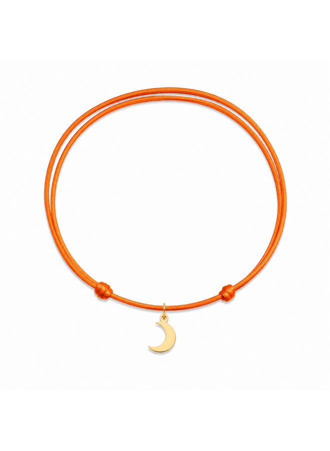 Charm Satijnkoord Ketting met maan bedel 14K Goud