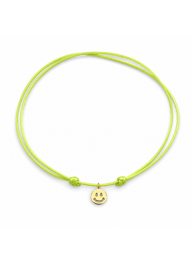 Charm Satijnkoord Ketting met smiley bedel 14K Goud