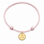 Identity Satijnkoord Ketting met Circle Perforated Mini 3 Letters bedel 14K Goud