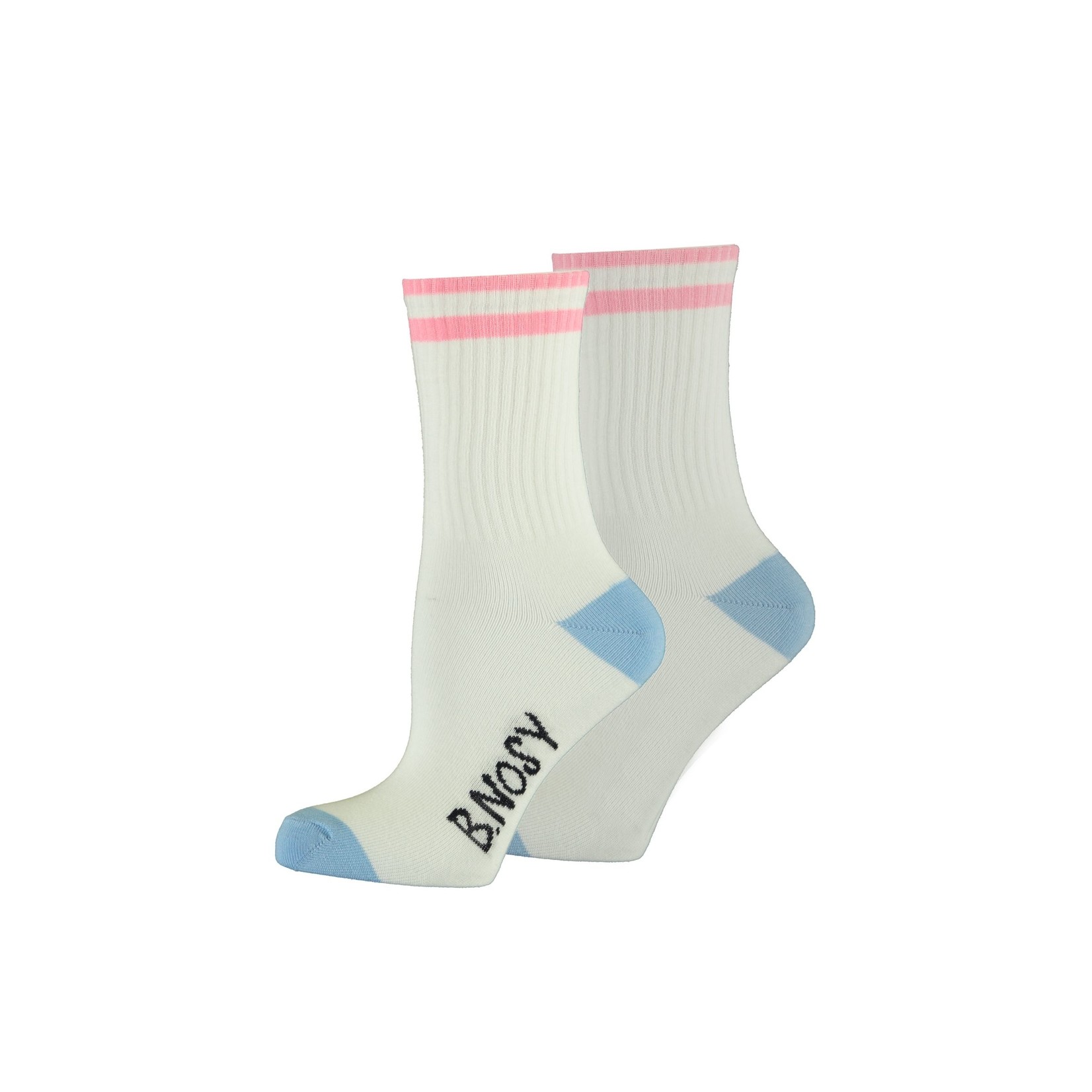 B-nosy Girls short socks with stripes daisy white