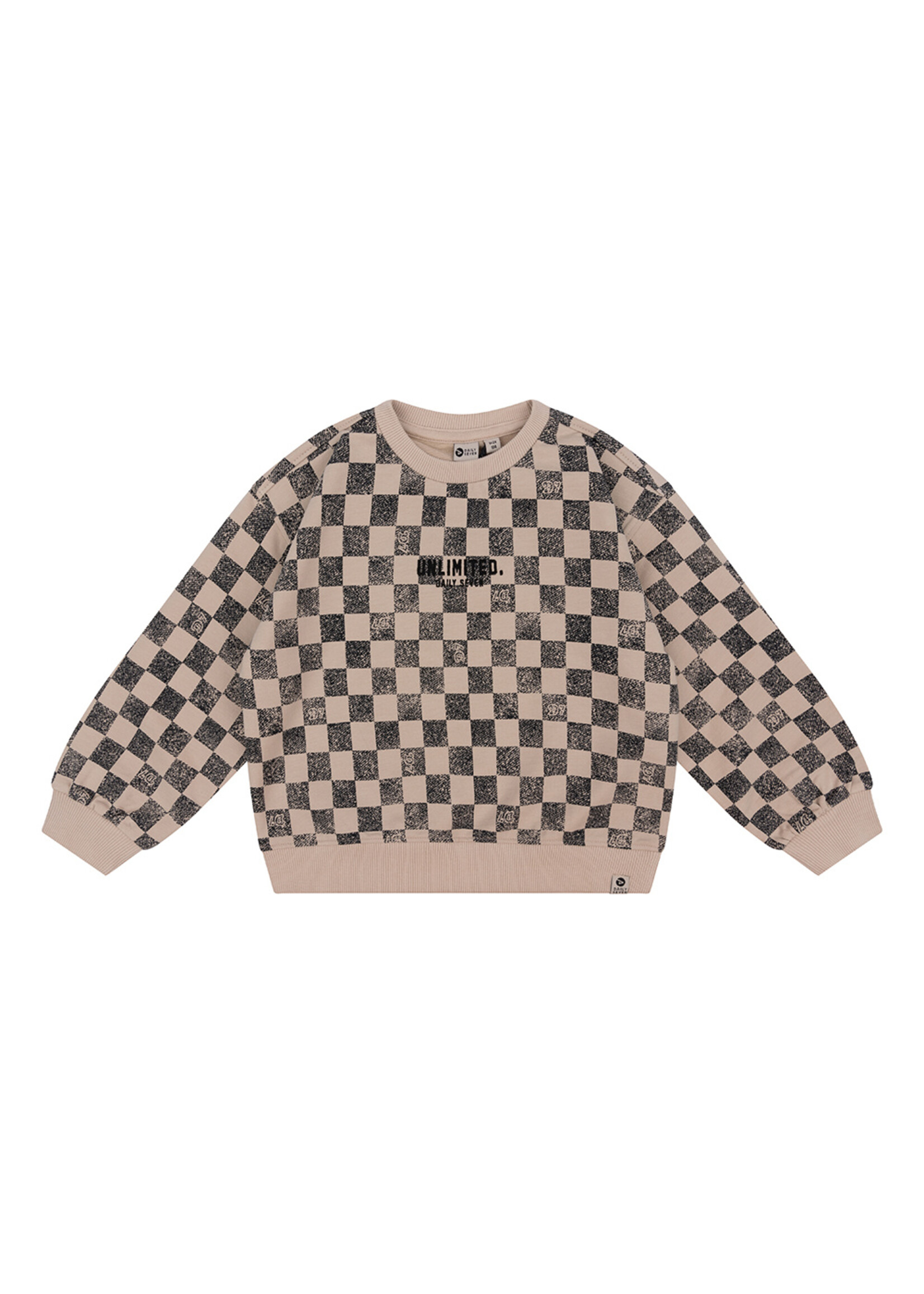 Daily7 Organic Sweater Oversized Checkerboard Cement Grey