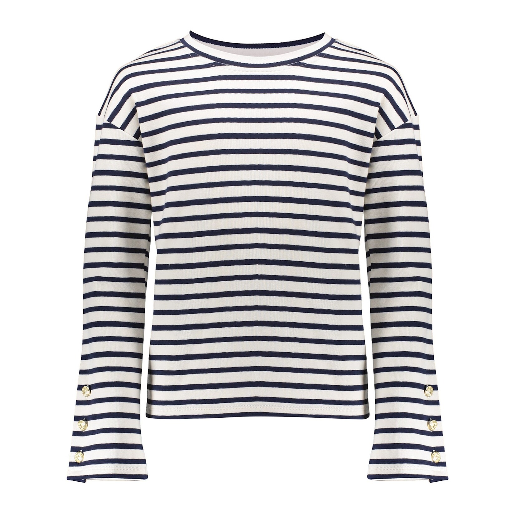 Geisha Sweater striped with buttons off-white/navy