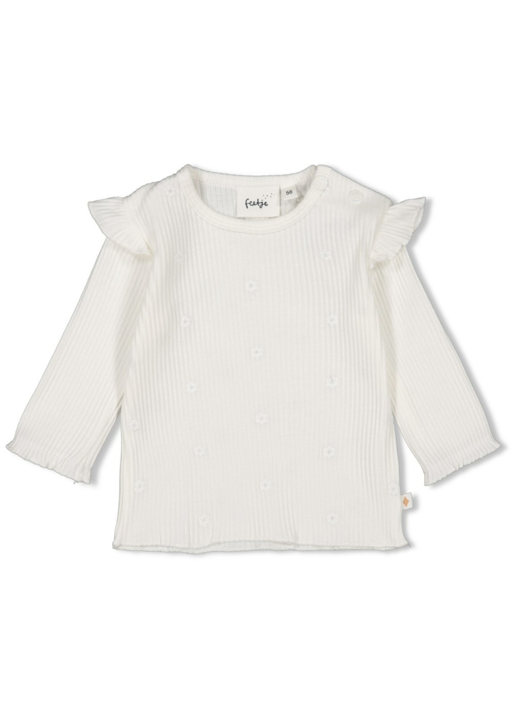 Feetje Longsleeve rib met borduursels - Strawberry Fields  Offwhite