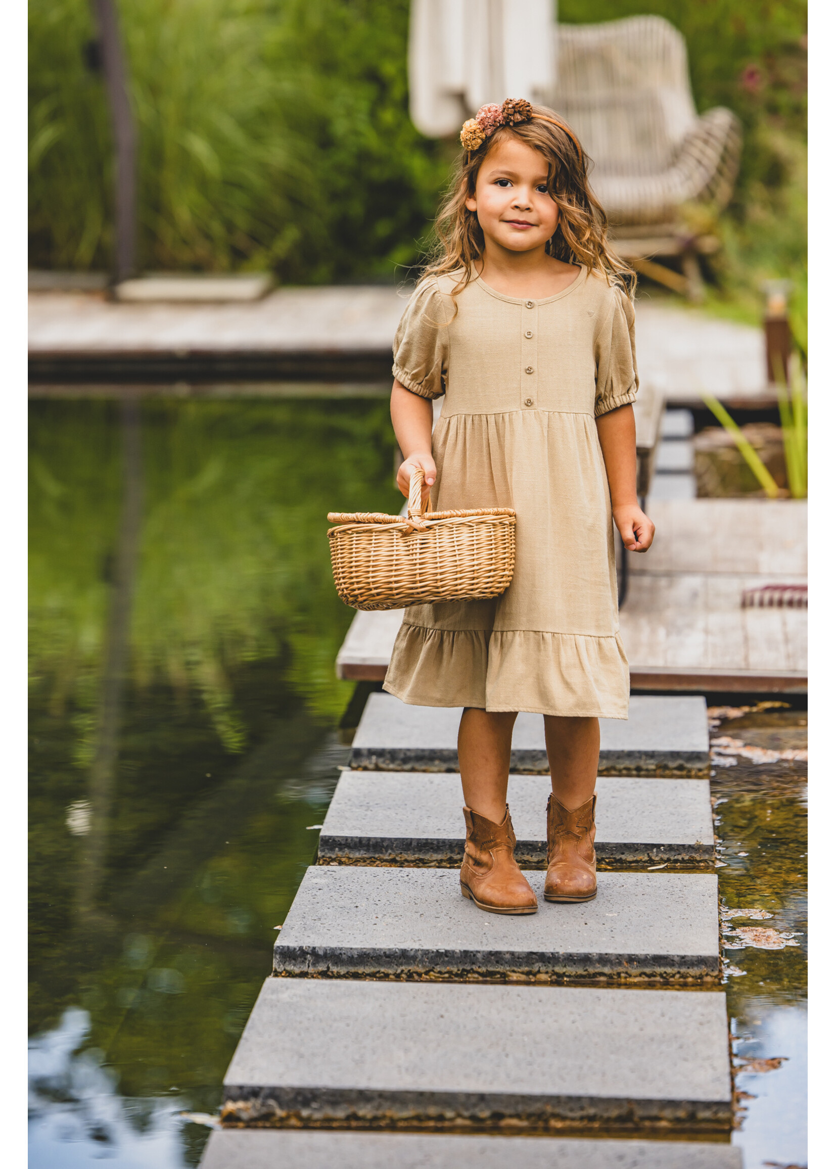 LOOXS Little Little linen dress Sage