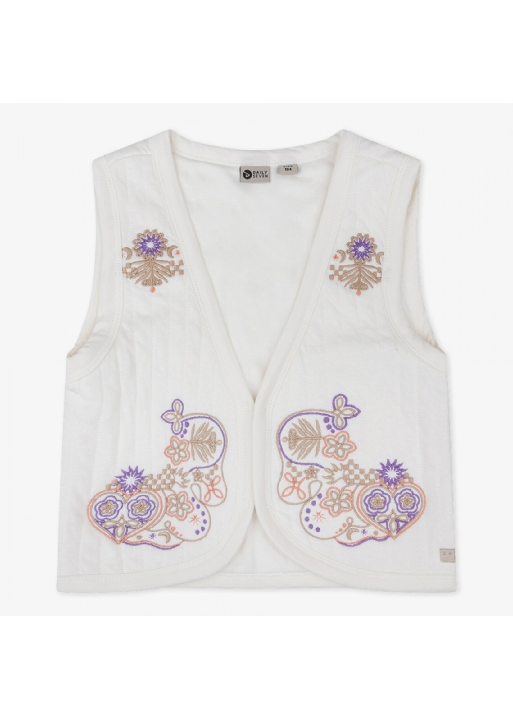Daily7 Organic Padded Embroidery Gilet Off White