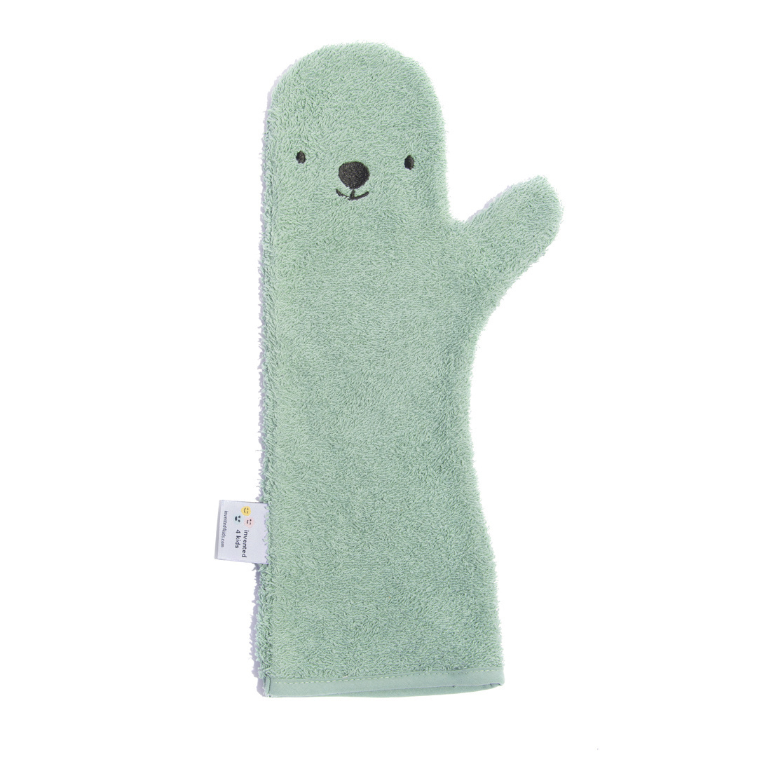 Pelgrim Kalmerend thuis Baby Shower Glove Washandje Polar Bear Green Nifty - Babywinkel.be