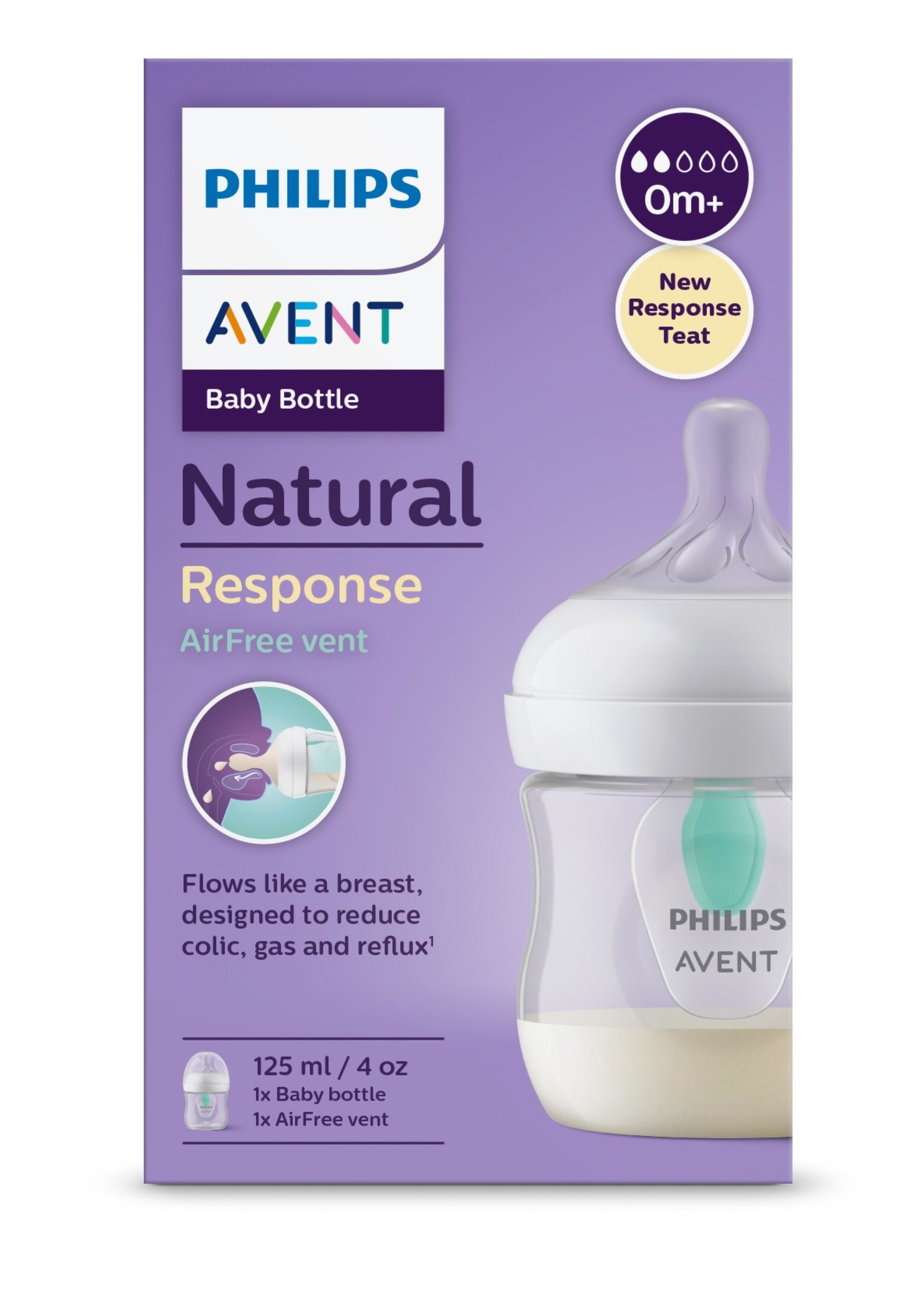 Philips Avent Biberon Natural Response AirFree Vent +0Mois 125ml