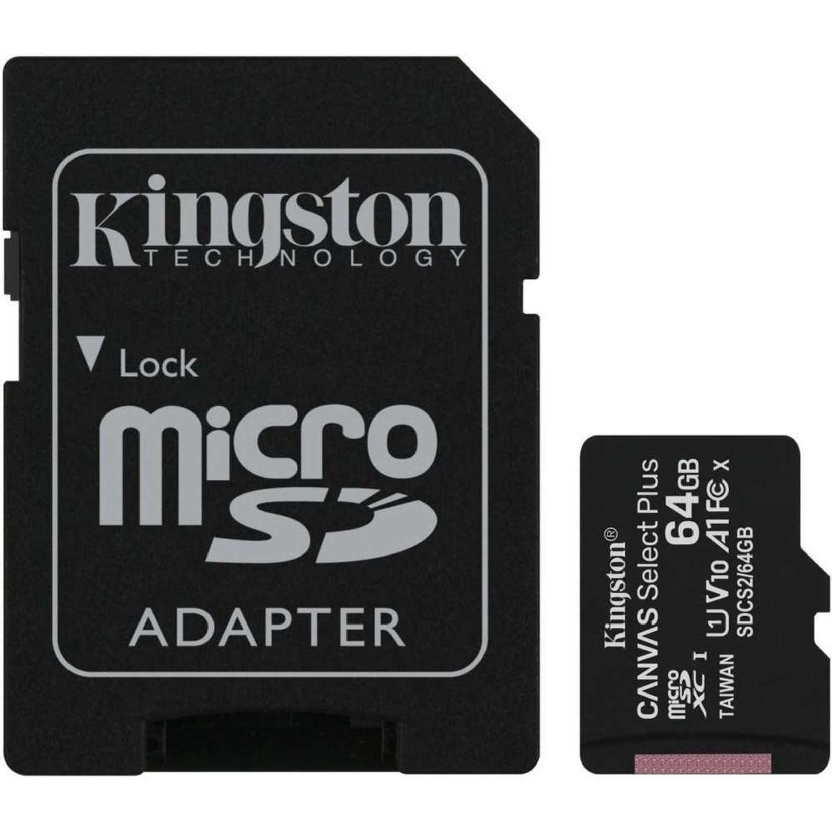 Kingston Canvas Select Plus microSD Card 10 UHS-I - 64GB - inclusief SD adapter