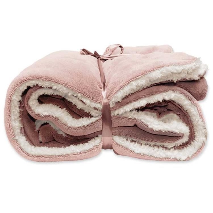 Lars coral fleece/suede plaid 150x200cm old pink