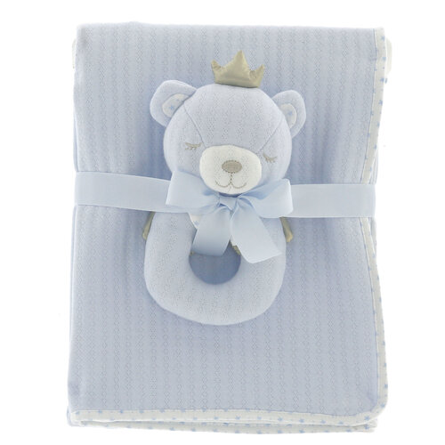 Blanket+rattle baby bear 100x75cm blue Blanket+rattle baby bear 100x75cm blue