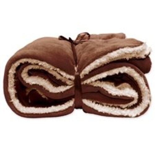 Lars coral fleece/suede plaid 150x200cm rocky brown