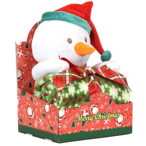 Plush+blanket Xmas friends 24cm, 90x75cm snowman