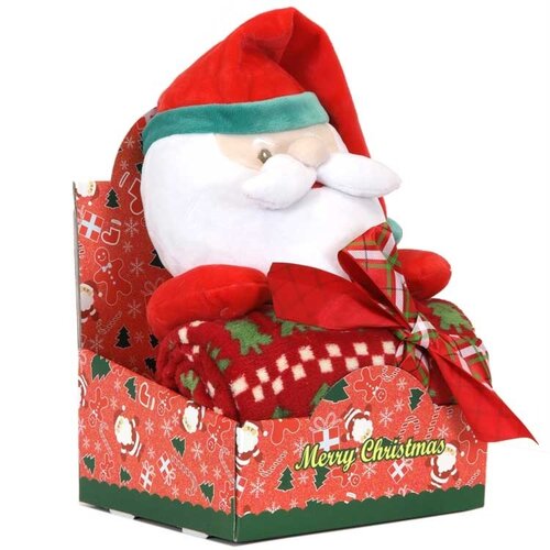 Plush+blanket Xmas friends 24cm, 90x75cm santa