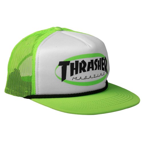 Thrasher Ellipse Logo Trucker Rope Hat Green Thrasher Ellipse Logo Trucker Rope Hat Green