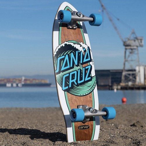 Santa Cruz x Carver Wave Dot Cut Back Surfskate Blue/White