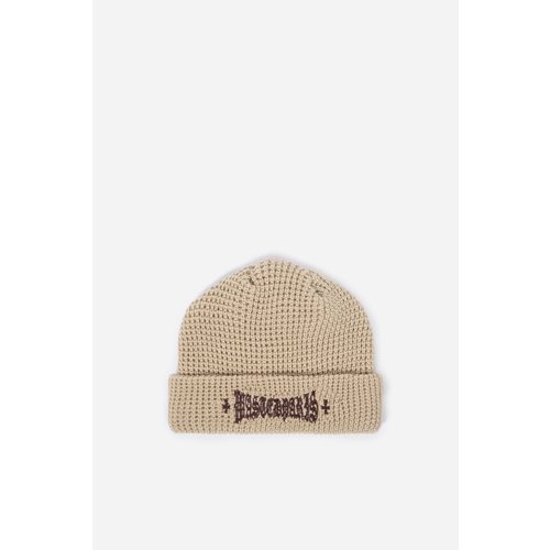 Wasted Paris London Cross Waffle Beanie Off White