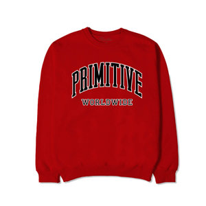 Primitive Collegiate Worldwide Crewneck Scarlet