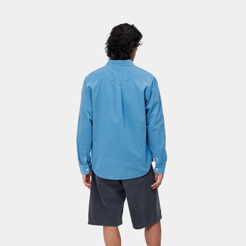 Carhartt WIP Madison L/S Fine Cord Shirt Piscine/White