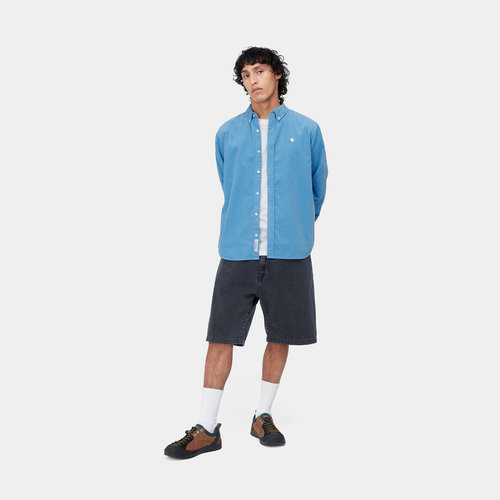 Carhartt WIP Madison L/S Fine Cord Shirt Piscine/White