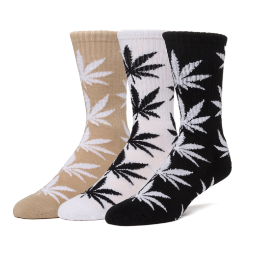 HUF Set 3 Pack Plantlife Sock Black/White/Oatmeal HUF Set 3 Pack Plantlife Sock Black/White/Oatmeal