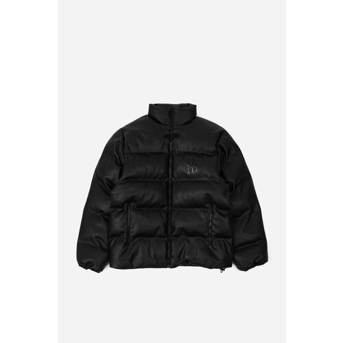 Wasted Paris Puffer Hood Jacket Faux Leather Black