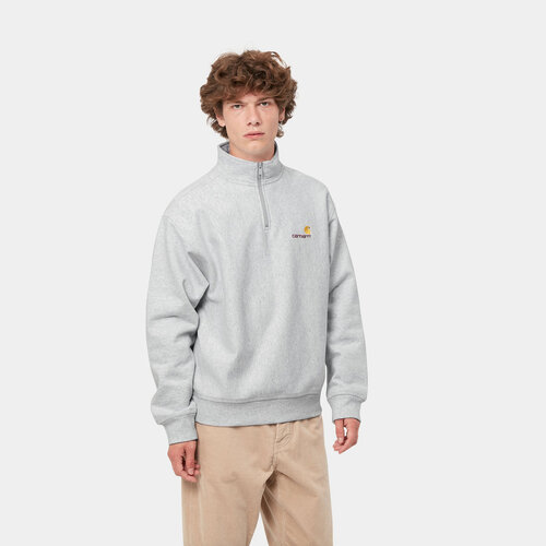 Carhartt WIP Half Zip American Script Sweatshirt Ash Heater Carhartt WIP Half Zip American Script Sweatshirt Ash Heater