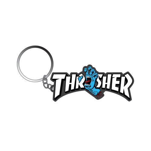 Santa Cruz X Thrasher Screaming Logo Keychain White/Blue