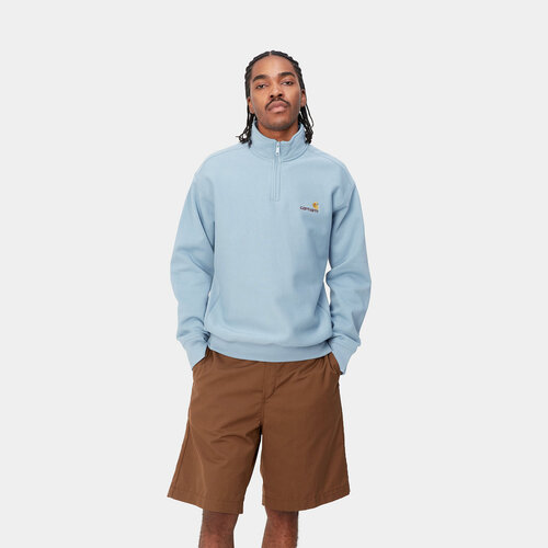 Carhartt WIP Half Zip American Script  Sweat Frosted Blue