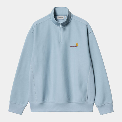 Carhartt WIP Half Zip American Script  Sweat Frosted Blue