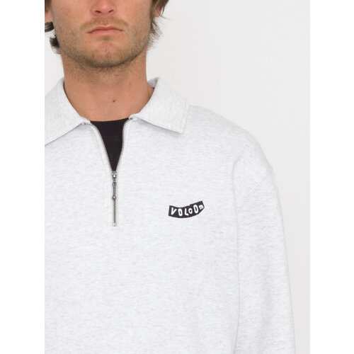 Volcom Nevermine Terry Crew Half Zip Grey