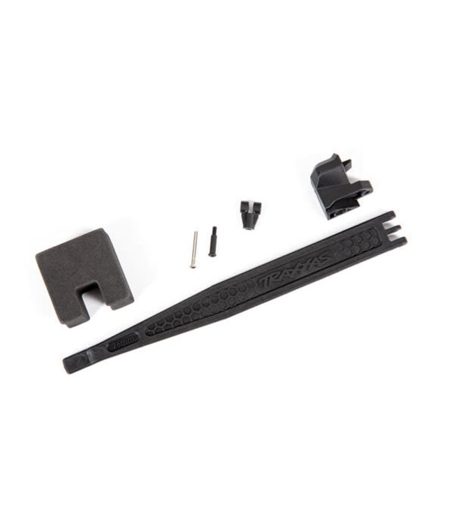 Battery hold-down / battery clip / hold-down post / screw pin / pivot post screw / foam spacer (for 300mm wheelbase)  TRX9324