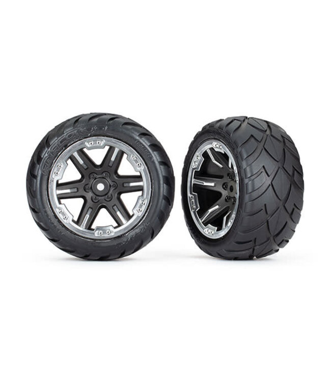 Tires & wheels assembled glued (2.8') (RXT black & chrome wheels Anaconda TRX6768X