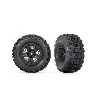 Traxxas Tires & wheels assembled glued (black 2.8' wheels Sledgehammer (TSM rated) TRX3778