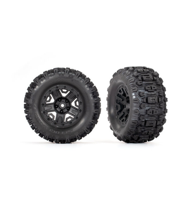 Tires & wheels assembled glued (black 2.8' wheels Sledgehammer (TSM rated) TRX3778
