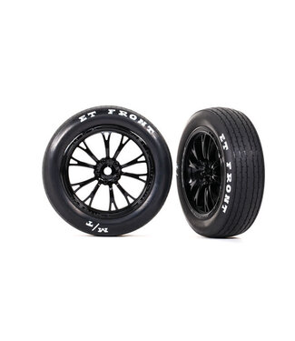 Traxxas Tires & wheels glued (Weld gloss black wheels) (front) (2) TRX9494