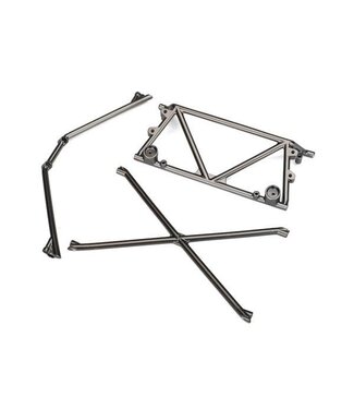 Traxxas Tube chassis center support with cage top and rear cage support (satin black chrome) TRX8433X