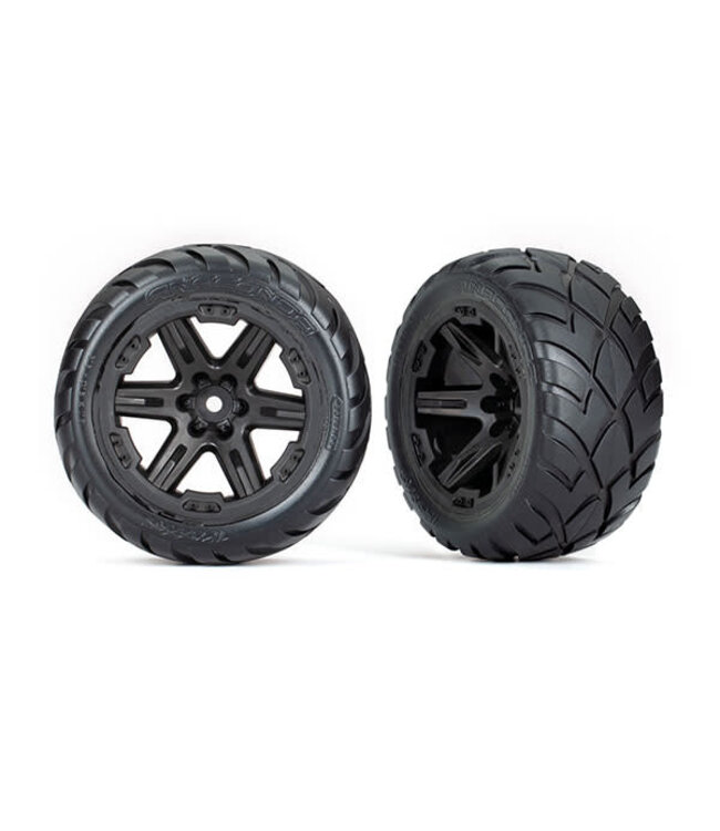 Tires & wheels assembled glued (2.8') (RXT black wheels Anaconda TRX6775