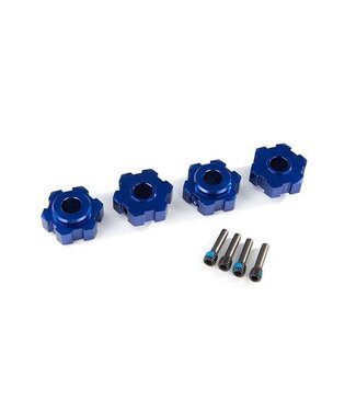 Traxxas Wheel hubs hex aluminum (blue-anodized) (4)/ 4x13mm screw pins (4) TRX8956X