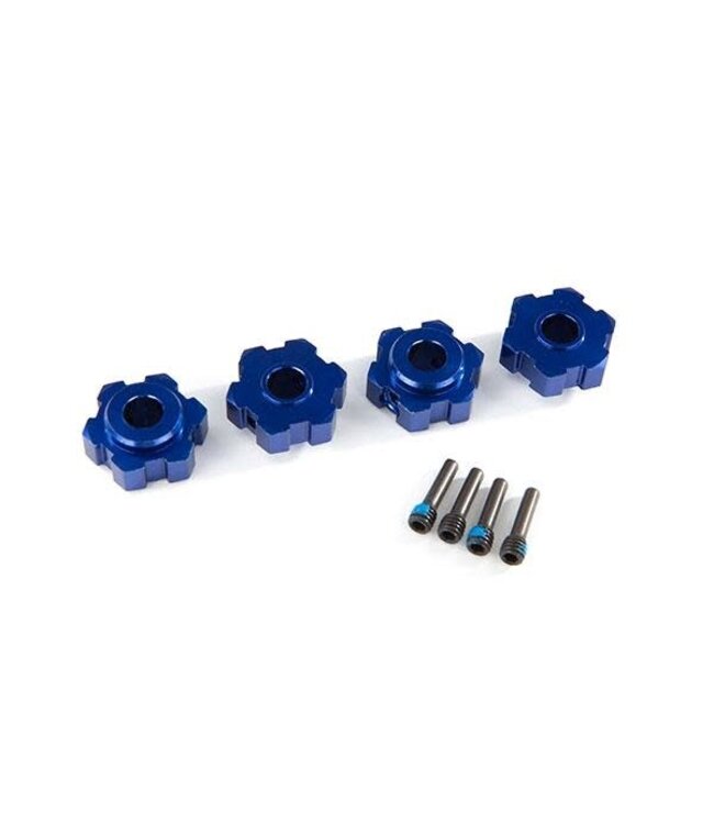 Wheel hubs hex aluminum (blue-anodized) (4)/ 4x13mm screw pins (4) TRX8956X