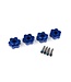 Traxxas Wheel hubs hex aluminum (blue-anodized) (4)/ 4x13mm screw pins (4) TRX8956X